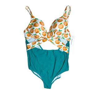 MeetCurve 4XL Peach Orange print swim suit